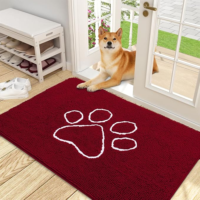 OLANLY Door Mat for Muddy Dog Paws 48x30, Ultra Absorbent Chenille Mud Doormat by OLANLY