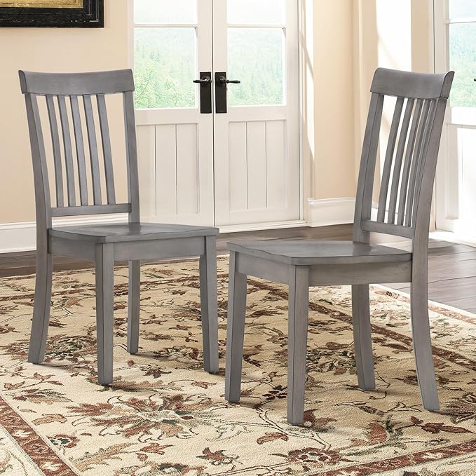 COLAMY Wooden Dining Chairs Set of 2, Spindle High Back Windsor Kitchen Side by COLAMYINC