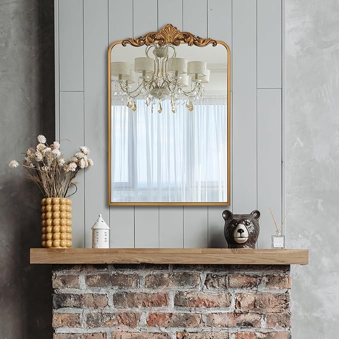 Ruomeng Traditional Wall Mirror, Vintage Bathroom Mirror Baroque Inspired Wall - Image 3