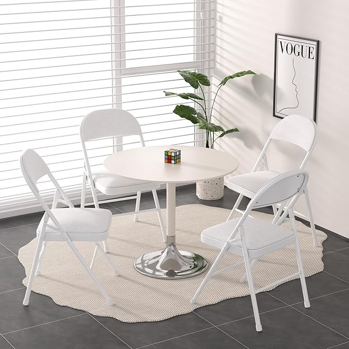 VECELO Padded Folding Chairs 4 Pack, Comfortable Cushioned Seat & Backrest - Image 2