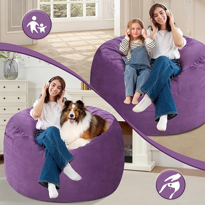 Homguava 3FT Bean Bag Chair: 3' Bean Bags - Image 3