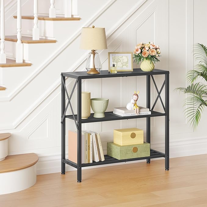 Hoctieon Industrial Console Table, 3-Tier Entryway Table, Metal Frame, Sofa - Image 2