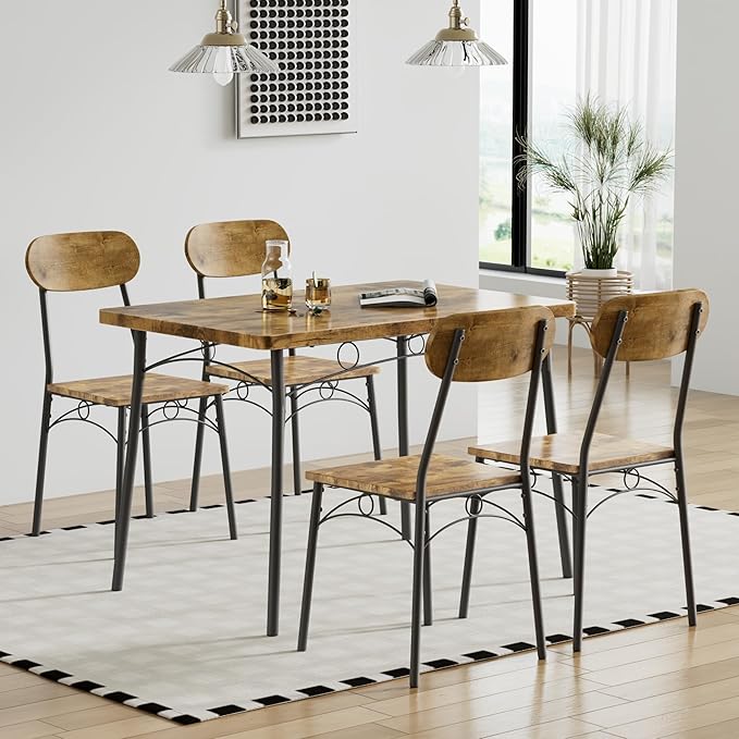 VECELO Dining Table Set for 4, 5-Piece Kitchen Table - Image 3