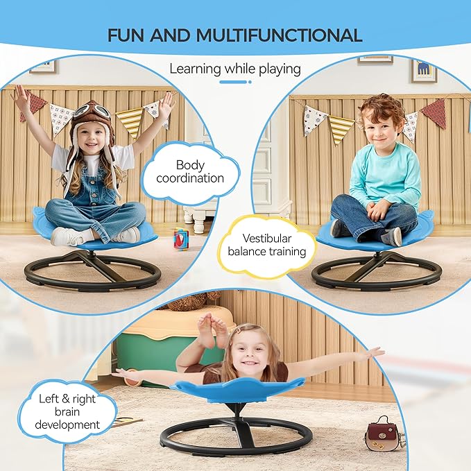Swivel Chair for Kids, 360° Spinning Seat, Toddler Sit and Spin Wobble Chair - Image 3
