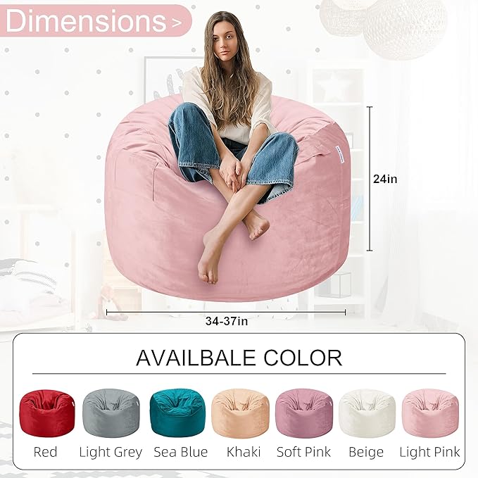HABUTWAY Bean Bag Chair 3Ft Luxurious Velvet Ultra Soft Fur - Image 3