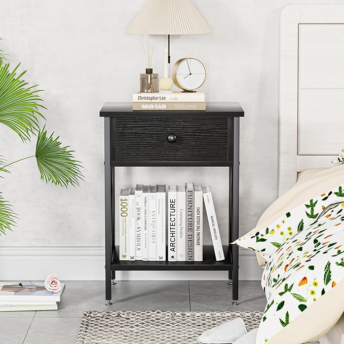 VECELO Nightstands Set of 2, Modern Bedside End Tables, Night Stands - Image 4