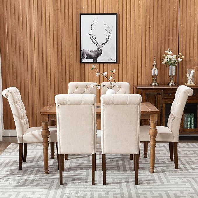 COLAMY Button Tufted Dining Chairs Set of 6, Accent Parsons Diner Chair - Image 7