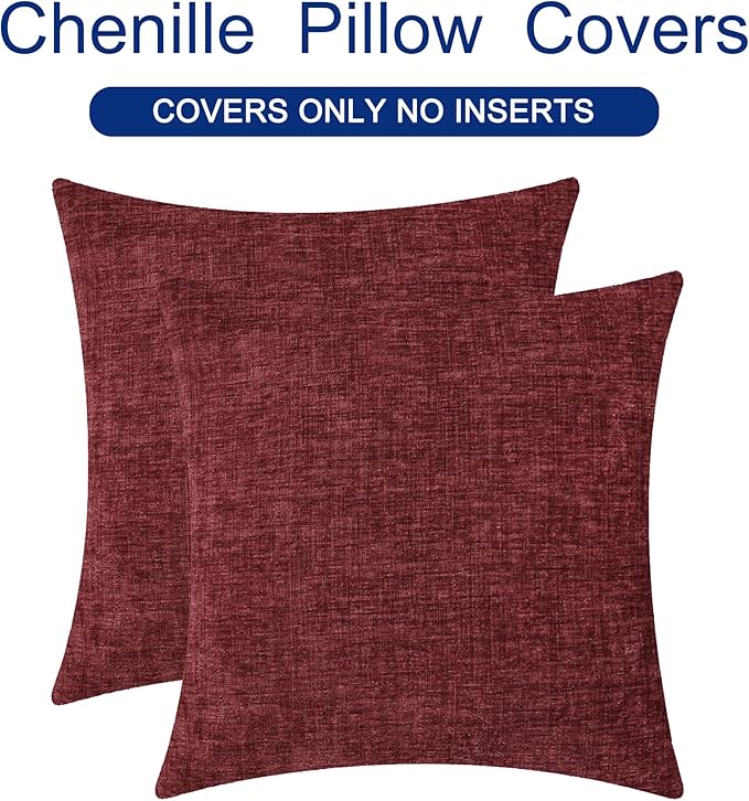 CaliTime Throw Pillow Covers Decorative 20 X 20 Inches Pack of 2 Cozy Chenille - Image 6