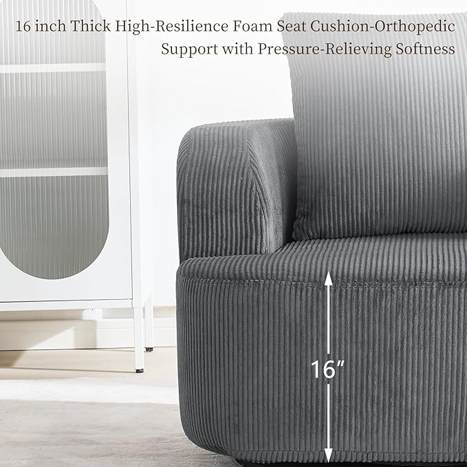 Furnimart 360° Swivel Barrel Accent Chair, Round Upholstered Comfy Lounge Chair - Image 5