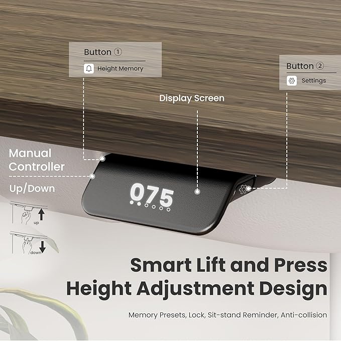 COLAMY Electric Adjustable Standing Desk – 48 x 28 Inch Sit Stand Desk - Image 4