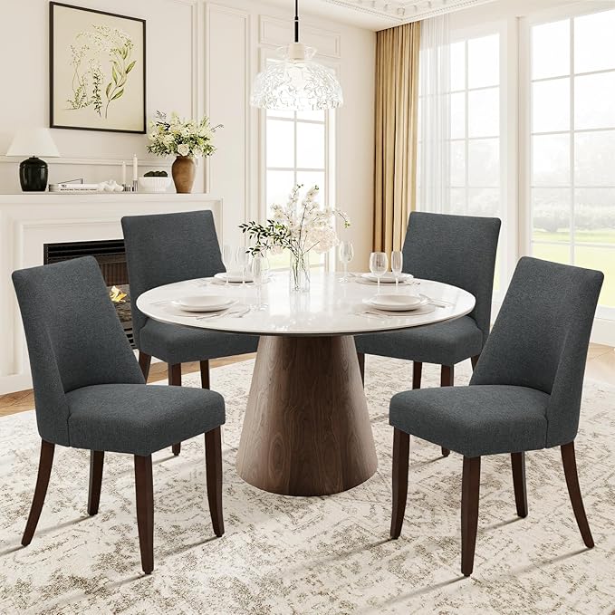 COLAMY Upholstered Dining Chairs Set of 4, Mid Century Modern Kitchen Chairs by COLAMYINC