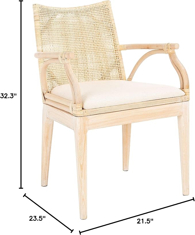SAFAVIEH Home Collection Gianni Natural Wash/White Cushion Living Dining Room - Image 11