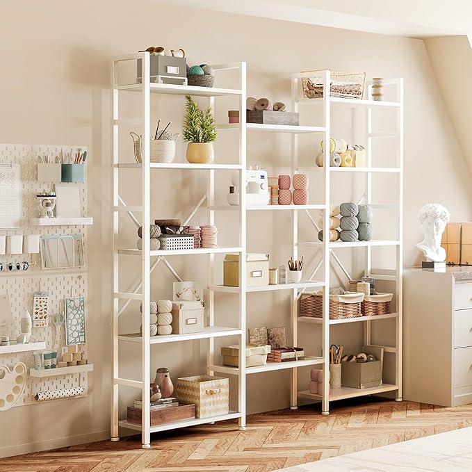 SUPERJARE Triple 5 Tier Bookshelf, Bookcase - Image 8