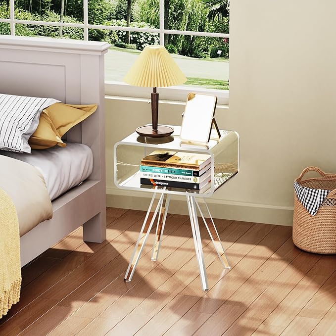 Acrylic Side Table, Acrylic Nightstand Bedside Table - Image 8