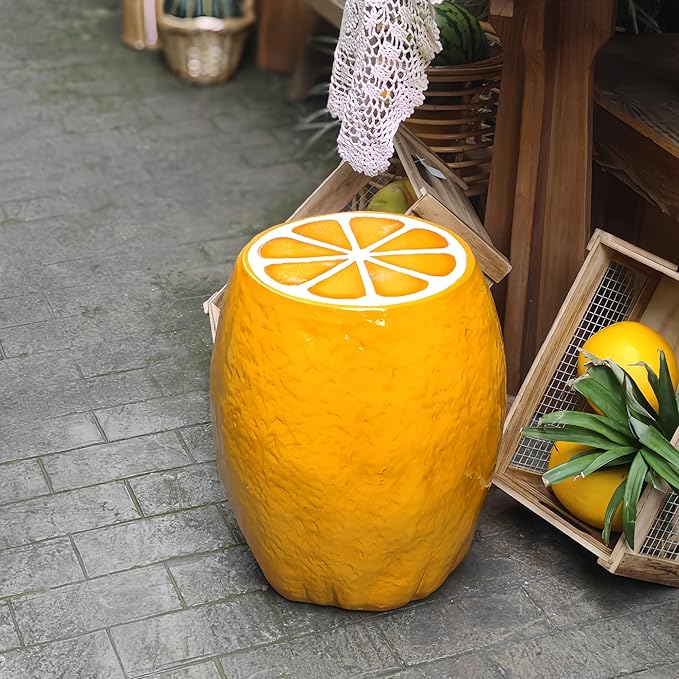 18" Orange Shaped Fruit-Inspired Side Table Orange Statue Indoor Outdoor Accent - Image 7