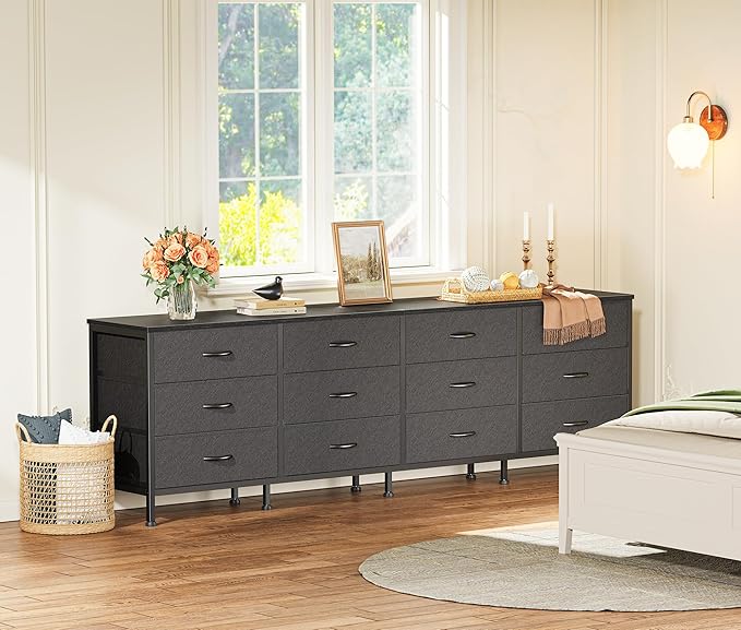 Huuger 70 Inch Black Dresser for Bedroom, TV Stand for 65, 80 Inch TV, 12 - Image 9