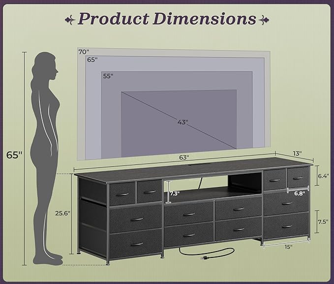 Huuger 63 Inch Dresser TV Stand - Image 3