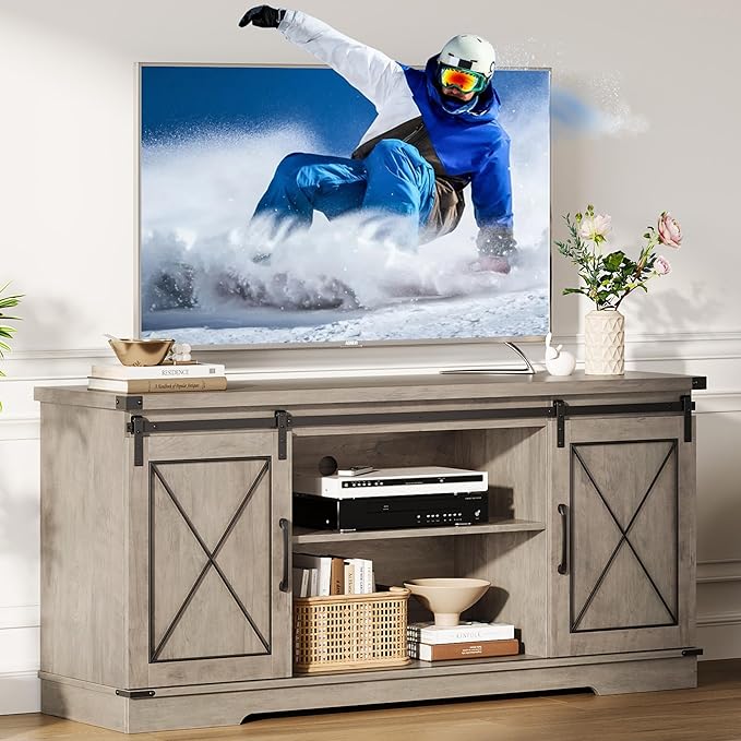 GarveeHome Farmhouse TV Stand for TV up to 65 Inches and Entertainment Center by GarveeHome