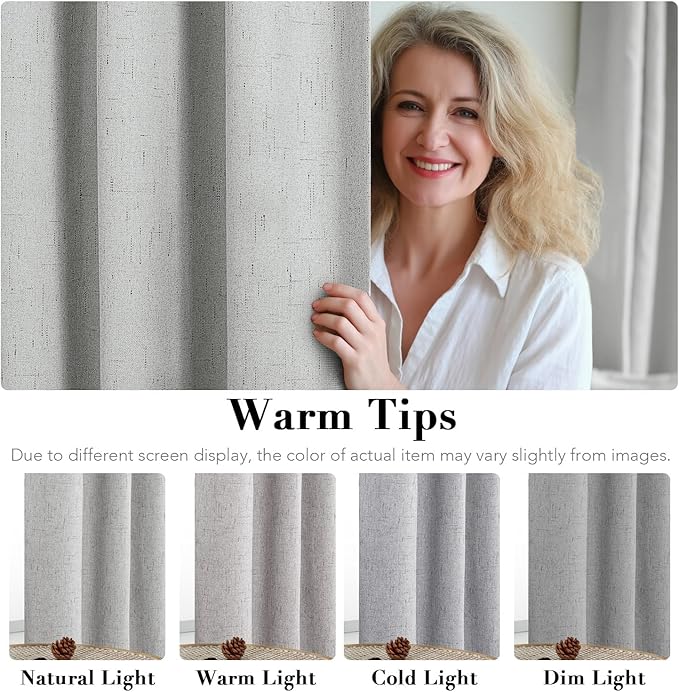 H.VERSAILTEX Linen Blackout Curtains Durable Thick Textured Linen Look 100% - Image 5