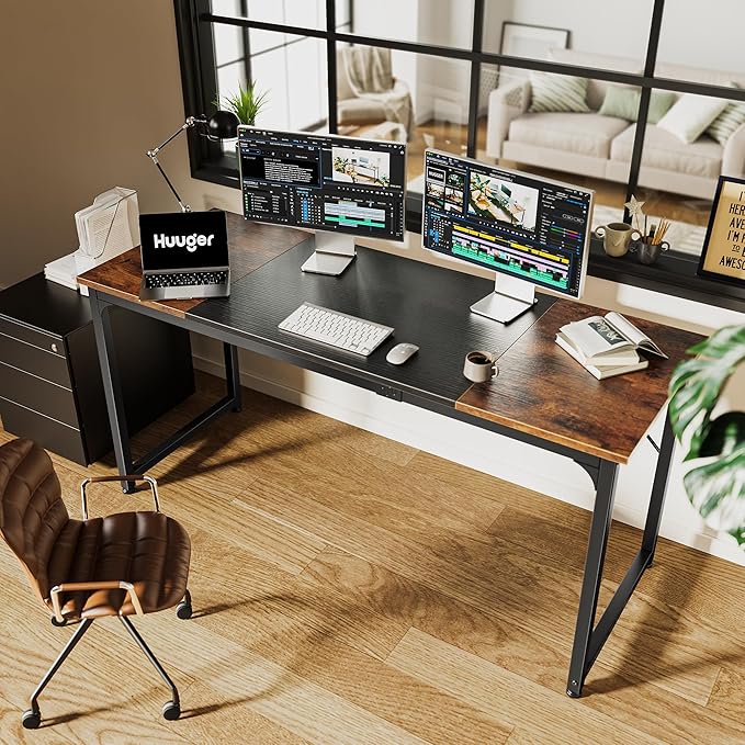 Huuger Computer Desk, 63 Inch Office Desk, Gaming Desk Writing Desk, Work Desk - Image 6