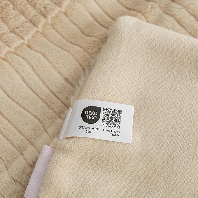 Amélie Home Luxury Striped Faux Fur Throw Blanket - Image 8