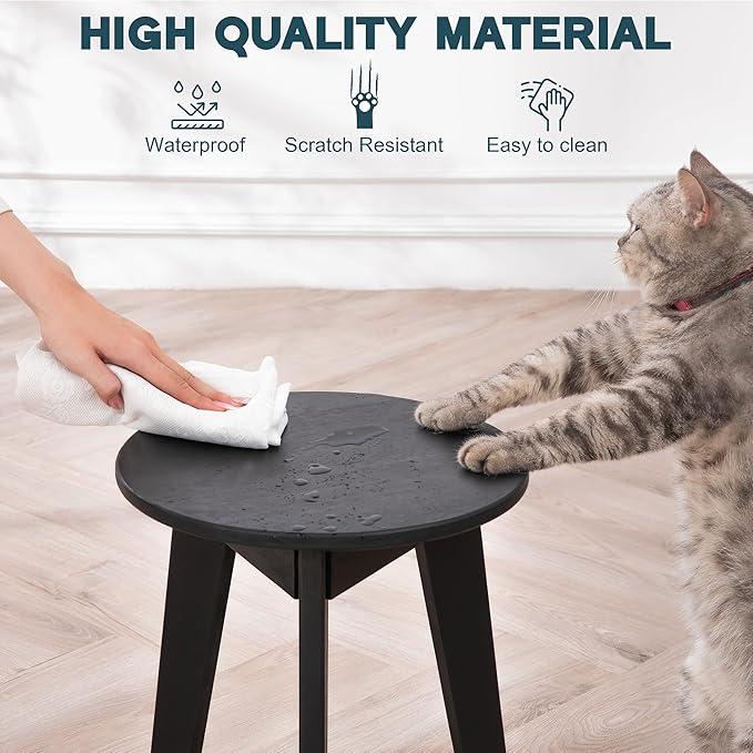 Round Side Table – Solid Acacia Wood End Table - Image 6