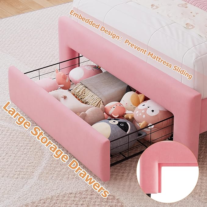 Twin Upholstered LED Bed Frame - Image 4