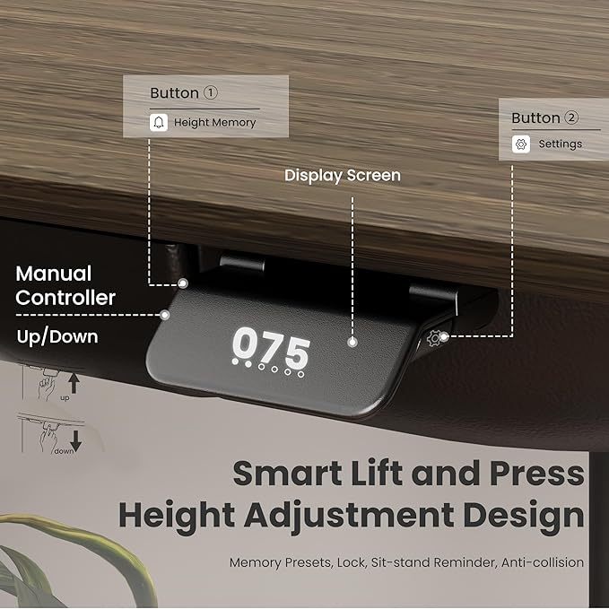 COLAMY Electric Adjustable Standing Desk – 48 x 28 Inch Sit Stand Desk - Image 4