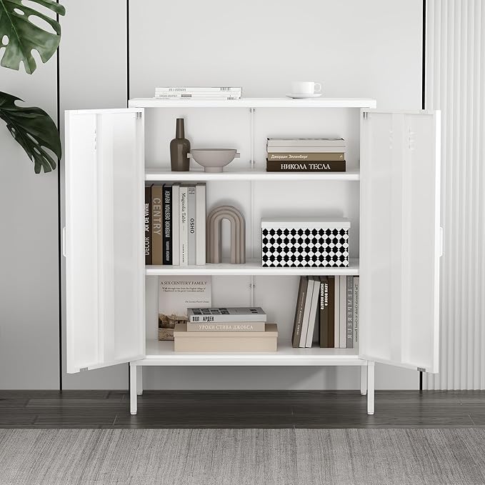 Manhattan Comfort Naomi Modern Metal Accent Cabinet, Minimalist Storage Cabinet - Image 5