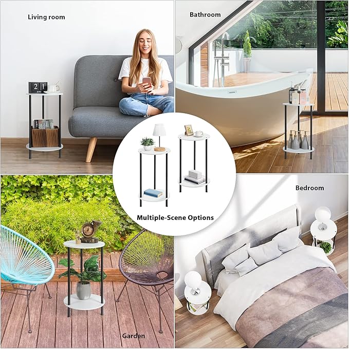 SEHERTIWY Round Side Table for Living Room, Accent Table for Small Spaces - Image 7