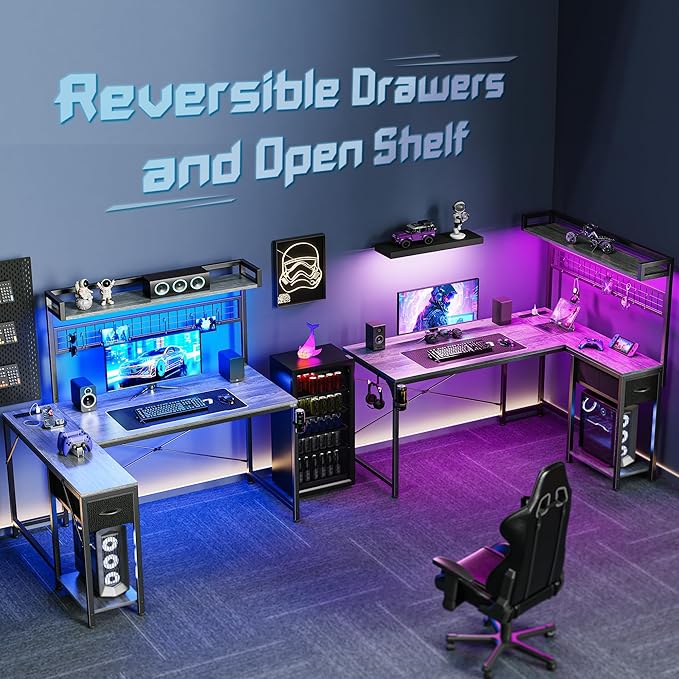 PRAISUN L Shaped Gaming Desk - Image 3