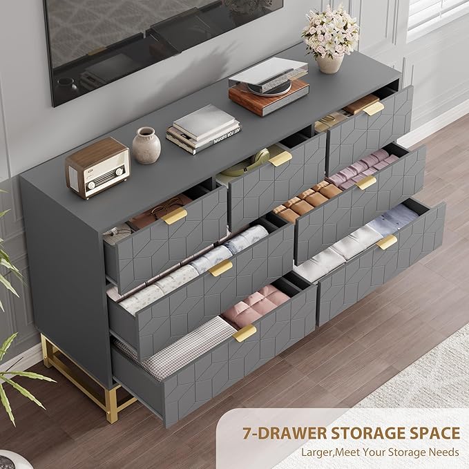 Dresser for Bedroom, 53.5" Wide Dresser Organizer, 7 Drawer - Image 6