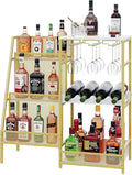 Gold Liquor Stand with Glass Holder, Mini Bar Table by Hayexiha