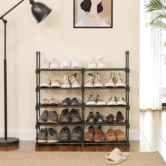 SONGMICS Shoe Rack, 10-Tier Shoe Organizer, Metal Storage Shelf, Upright or - Image 2