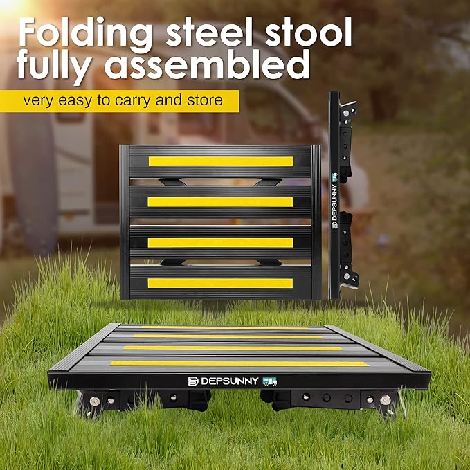 Adjustable Height Aluminum RV Step, Stable Foldable Platform Step Stool - Image 4