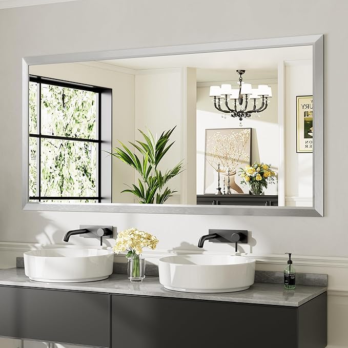72x36 Inch Silver Bathroom Mirror by Briivuemodernmirrors