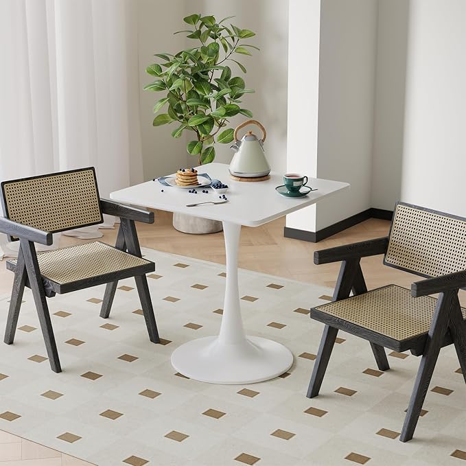 White Square Tulip Table for 2 Person, 24 Inch Small Dining Table - Image 6