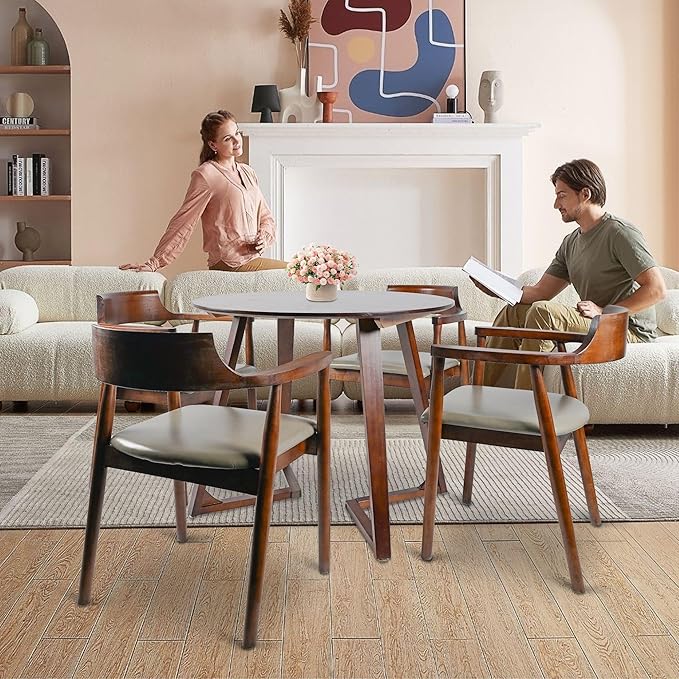 Round Rubber Solid Wood Dining Table - Image 8
