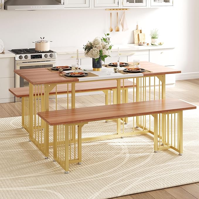 DWVO 3-Piece Dining Table Set for 6-8 People 63" Kitchen Table - Image 6
