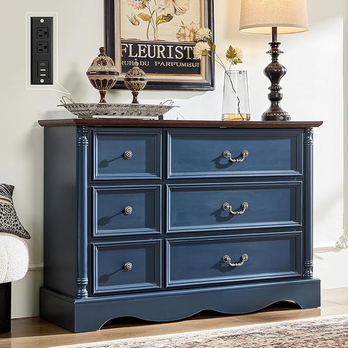 Farmhouse 6 Drawers Dresser for Bedroom by LegacyAmerhomeDirect