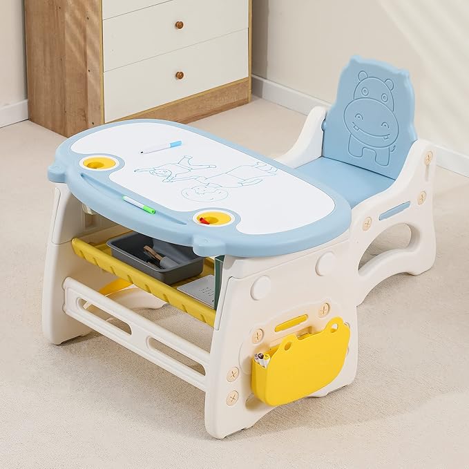 Kids Table and Chair Set The Table Can Be Graffiti and The Height Can Be Raised by WHY+TOYS