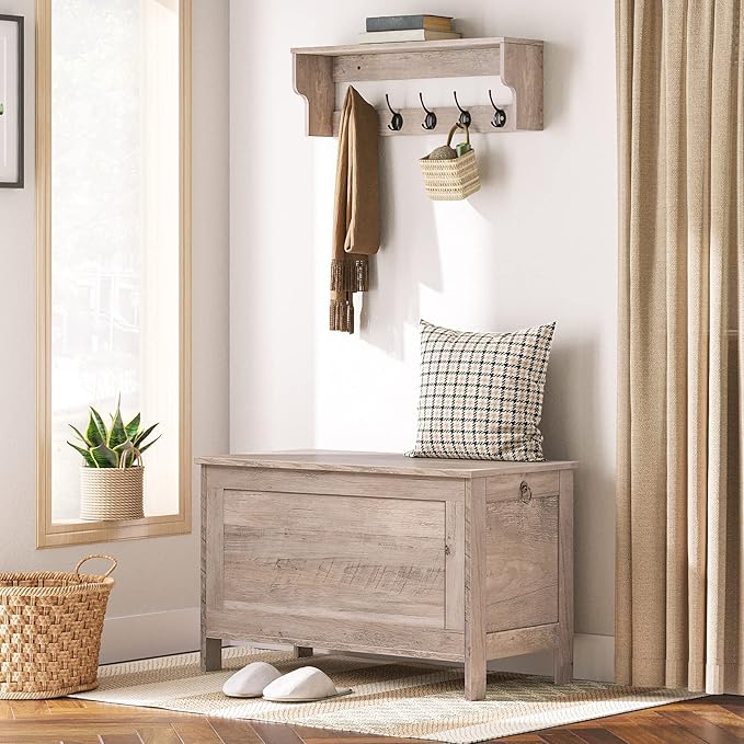 HOOBRO Toy Box, Retro Wooden Look Storage Chest - Image 3