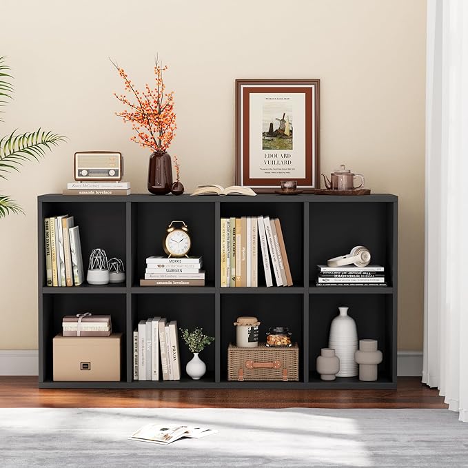 YESHOMY 8 Black Cube Bookcase, Open Frame 2-Tier Book Shelf, Bookshelf Storage by SearchallYESHOMY