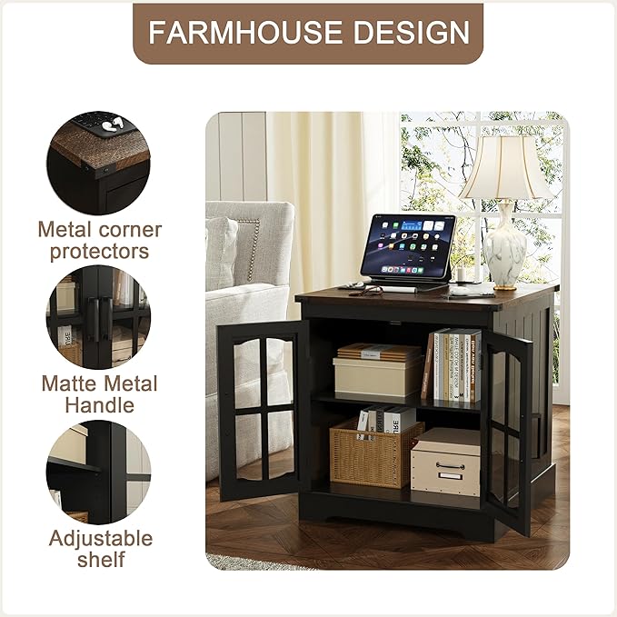 ChooChoo Rustic End Table, Square Bedside Table - Image 4