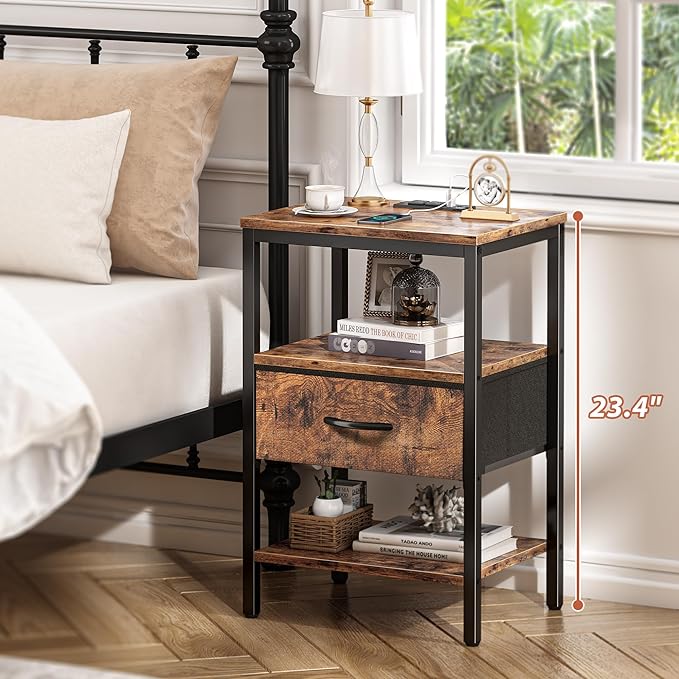 SUPERJARE Nightstand Set of 2, Bed Side Tables - Image 3