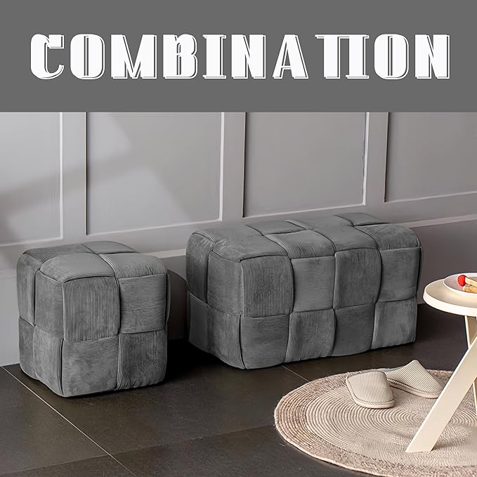 Ottoman Foot Rest Soft and Comfortable Ottoman Square Corduroy Woven Design - Image 4