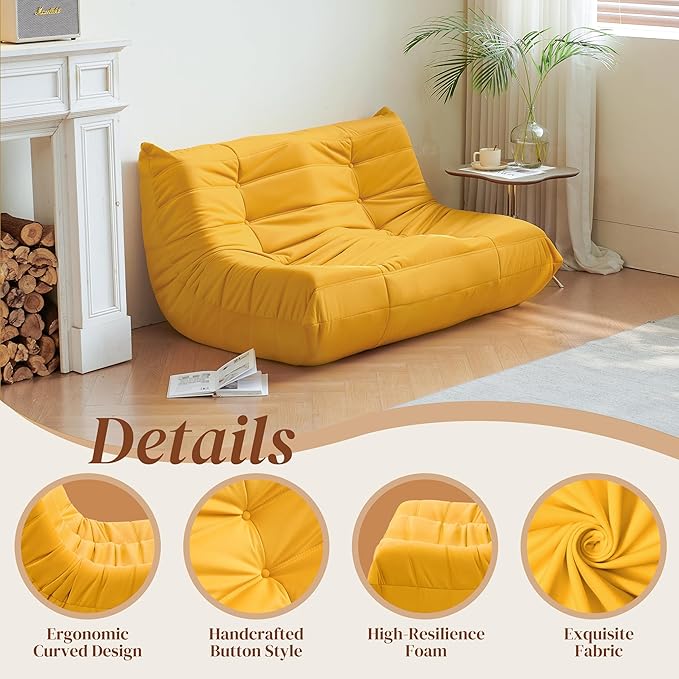 Bean Bag Chair, Loveseat Fireside Chair Bean Bag Sofa - Image 5