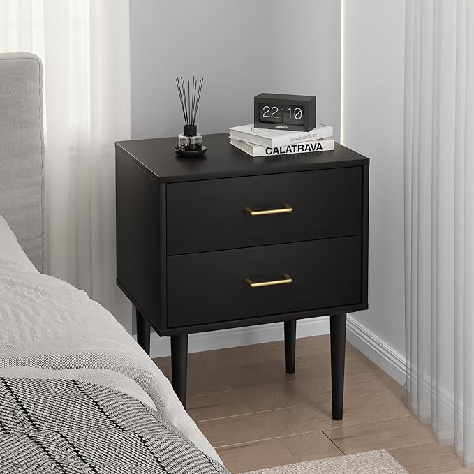 Smart FENDE 26 inch Tall Black Nightstand - Image 3