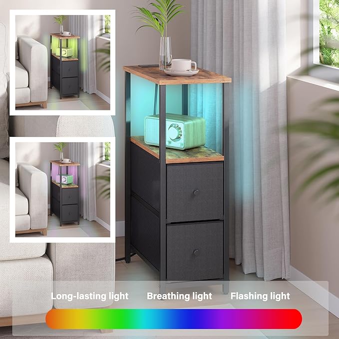 TUTOTAK Small Narrow LED End Table - Image 4