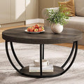 Tribesigns Round Coffee Table, 31.7" Wooden 2-Tier Circle Coffee Table by Tribesigns